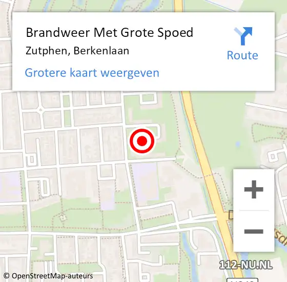 Locatie op kaart van de 112 melding: Brandweer Met Grote Spoed Naar Zutphen, Berkenlaan op 3 juli 2018 13:52