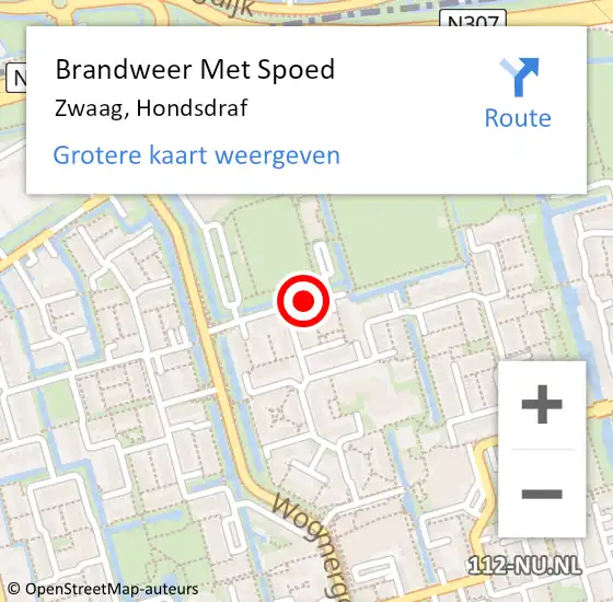 Locatie op kaart van de 112 melding: Brandweer Met Spoed Naar Zwaag, Hondsdraf op 3 juli 2018 14:05