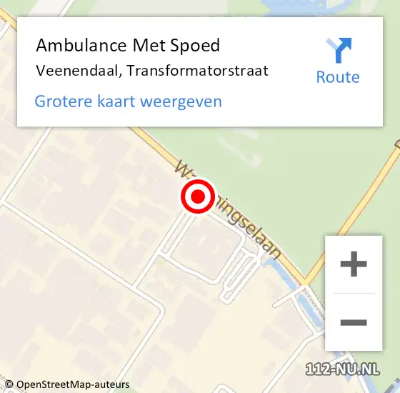 Locatie op kaart van de 112 melding: Ambulance Met Spoed Naar Veenendaal, Transformatorstraat op 3 juli 2018 14:12