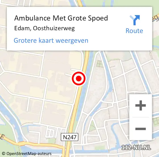 Locatie op kaart van de 112 melding: Ambulance Met Grote Spoed Naar Edam, Oosthuizerweg op 3 juli 2018 14:49