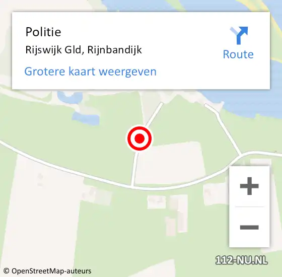 Locatie op kaart van de 112 melding: Politie Rijswijk Gld, Rijnbandijk op 1 maart 2014 17:20