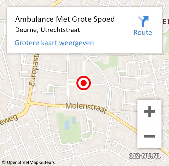 Locatie op kaart van de 112 melding: Ambulance Met Grote Spoed Naar Deurne, Utrechtstraat op 3 juli 2018 15:07