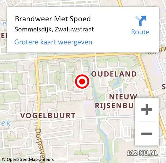 Locatie op kaart van de 112 melding: Brandweer Met Spoed Naar Sommelsdijk, Zwaluwstraat op 3 juli 2018 15:34