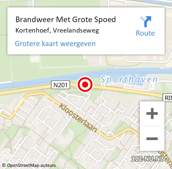 Locatie op kaart van de 112 melding: Brandweer Met Grote Spoed Naar Kortenhoef, Vreelandseweg op 3 juli 2018 15:43