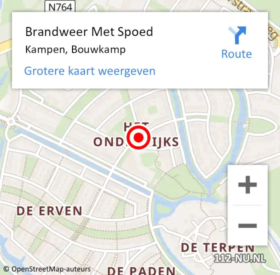 Locatie op kaart van de 112 melding: Brandweer Met Spoed Naar Kampen, Bouwkamp op 3 juli 2018 15:51