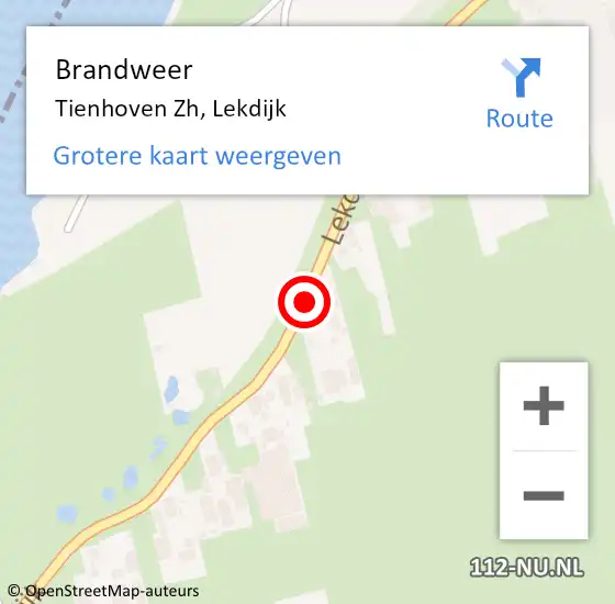 Locatie op kaart van de 112 melding: Brandweer Tienhoven Zh, Lekdijk op 3 juli 2018 15:58