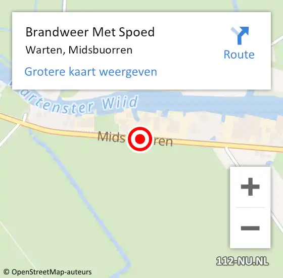 Locatie op kaart van de 112 melding: Brandweer Met Spoed Naar Warten, Midsbuorren op 3 juli 2018 16:00