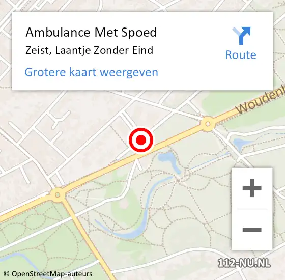 Locatie op kaart van de 112 melding: Ambulance Met Spoed Naar Zeist, Laantje Zonder Eind op 3 juli 2018 16:19