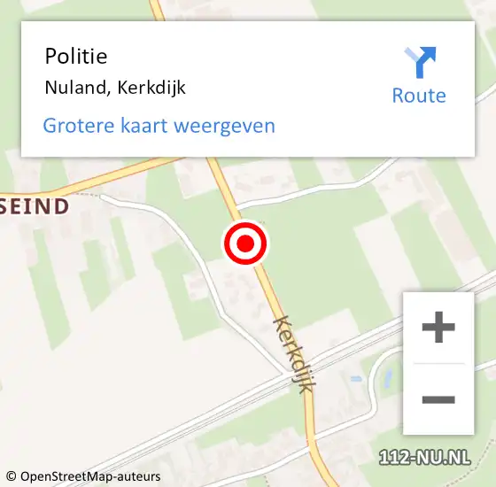 Locatie op kaart van de 112 melding: Politie Nuland, Kerkdijk op 1 maart 2014 17:33