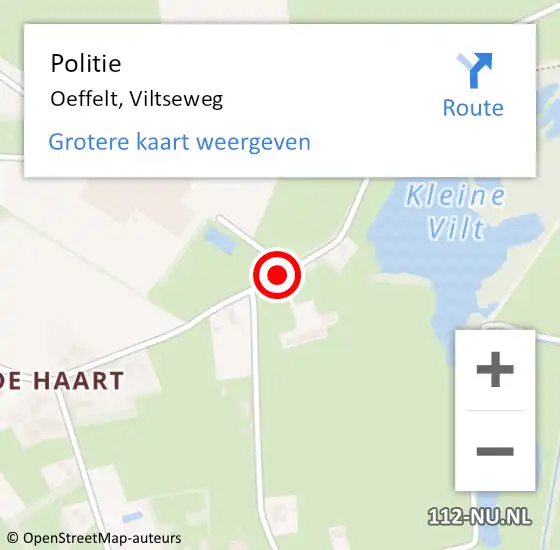 Locatie op kaart van de 112 melding: Politie Oeffelt, Viltseweg op 3 juli 2018 16:59