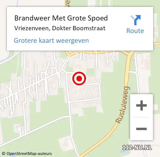 Locatie op kaart van de 112 melding: Brandweer Met Grote Spoed Naar Vriezenveen, Dokter Boomstraat op 3 juli 2018 17:05