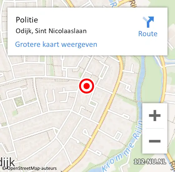 Locatie op kaart van de 112 melding: Politie Odijk, Sint Nicolaaslaan op 3 juli 2018 17:29