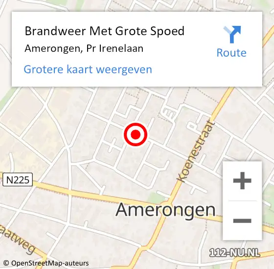 Locatie op kaart van de 112 melding: Brandweer Met Grote Spoed Naar Amerongen, Pr Irenelaan op 3 juli 2018 17:38