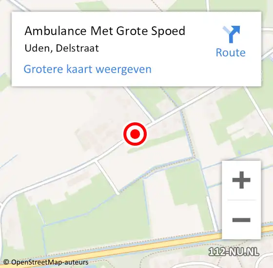 Locatie op kaart van de 112 melding: Ambulance Met Grote Spoed Naar Uden, Delstraat op 3 juli 2018 18:19