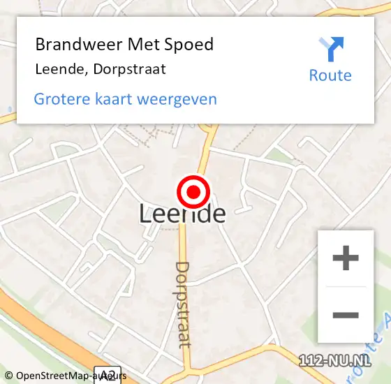 Locatie op kaart van de 112 melding: Brandweer Met Spoed Naar Leende, Dorpstraat op 3 juli 2018 18:24