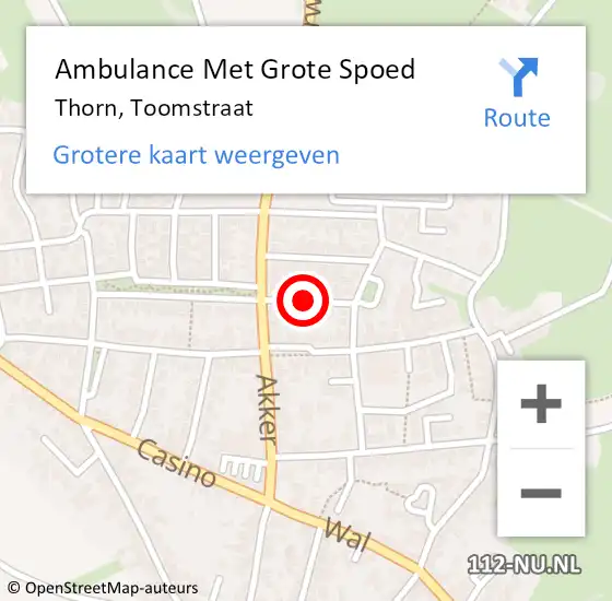Locatie op kaart van de 112 melding: Ambulance Met Grote Spoed Naar Thorn, Toomstraat op 3 juli 2018 18:31