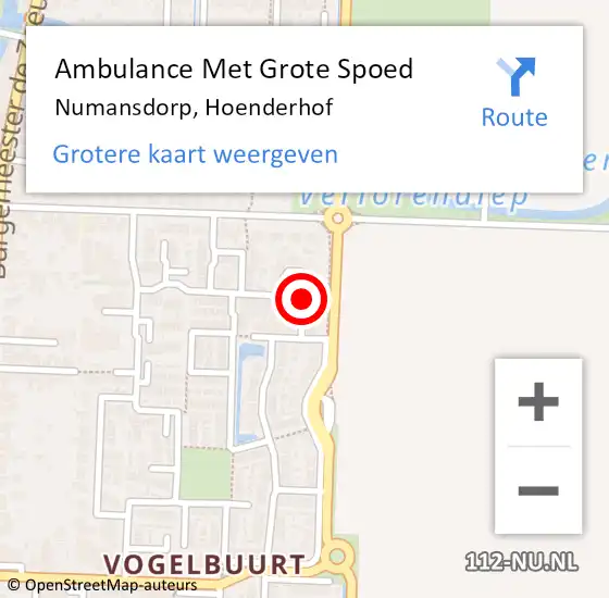 Locatie op kaart van de 112 melding: Ambulance Met Grote Spoed Naar Numansdorp, Hoenderhof op 3 juli 2018 18:46