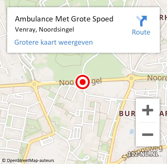 Locatie op kaart van de 112 melding: Ambulance Met Grote Spoed Naar Venray, Noordsingel op 3 juli 2018 18:48
