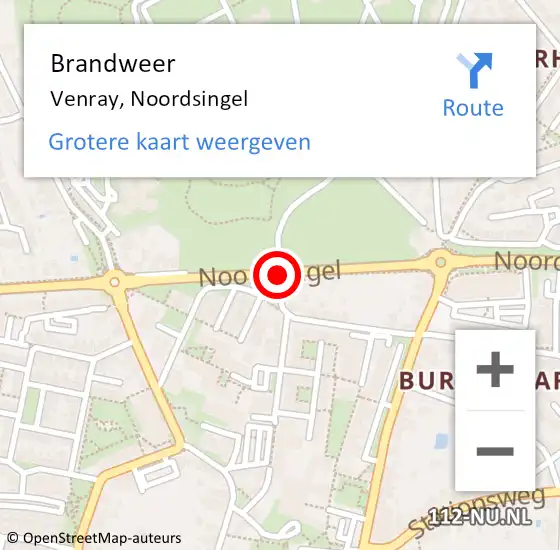 Locatie op kaart van de 112 melding: Brandweer Venray, Noordsingel op 3 juli 2018 18:48