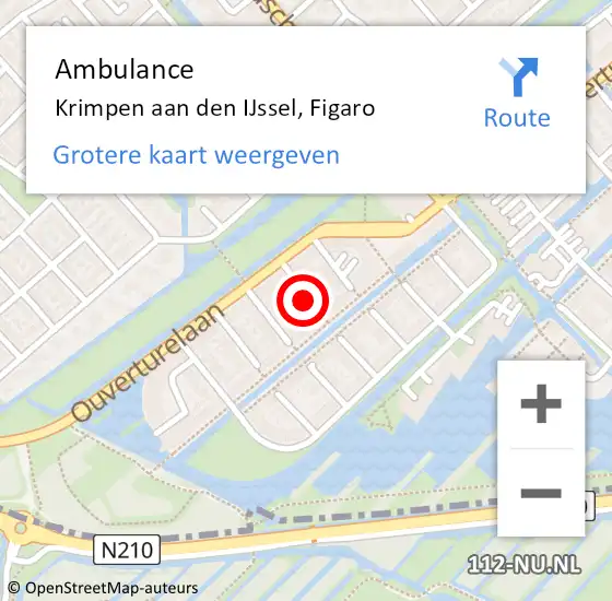 Locatie op kaart van de 112 melding: Ambulance Krimpen aan den IJssel, Figaro op 3 juli 2018 19:24