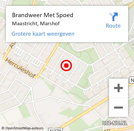 Locatie op kaart van de 112 melding: Brandweer Met Spoed Naar Maastricht, Marshof op 3 juli 2018 20:14