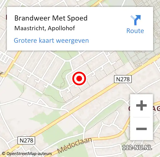 Locatie op kaart van de 112 melding: Brandweer Met Spoed Naar Maastricht, Apollohof op 3 juli 2018 20:17