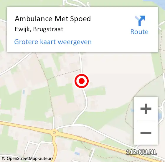 Locatie op kaart van de 112 melding: Ambulance Met Spoed Naar Ewijk, Brugstraat op 3 juli 2018 20:27