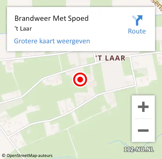 Locatie op kaart van de 112 melding: Brandweer Met Spoed Naar 't Laar op 3 juli 2018 20:32