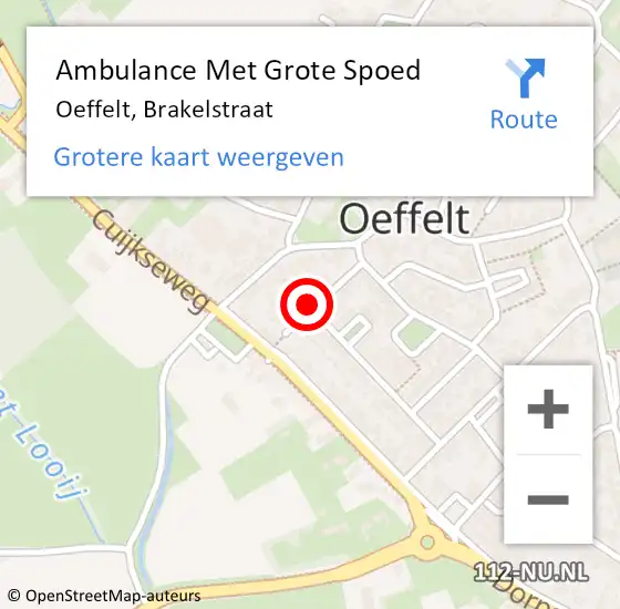 Locatie op kaart van de 112 melding: Ambulance Met Grote Spoed Naar Oeffelt, Brakelstraat op 3 juli 2018 21:02