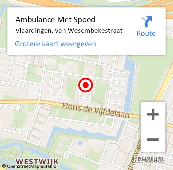 Locatie op kaart van de 112 melding: Ambulance Met Spoed Naar Vlaardingen, van Wesembekestraat op 3 juli 2018 21:30