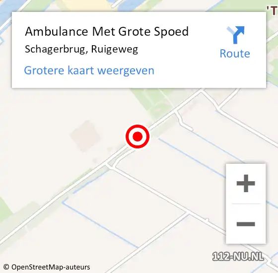 Locatie op kaart van de 112 melding: Ambulance Met Grote Spoed Naar Schagerbrug, Ruigeweg op 3 juli 2018 21:30