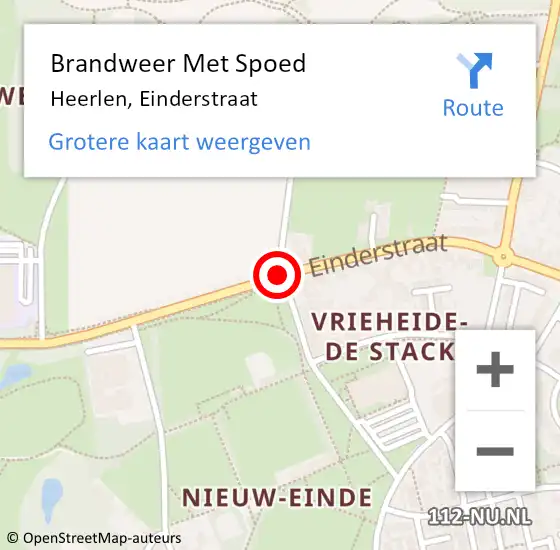 Locatie op kaart van de 112 melding: Brandweer Met Spoed Naar Heerlen, Einderstraat op 3 juli 2018 21:55