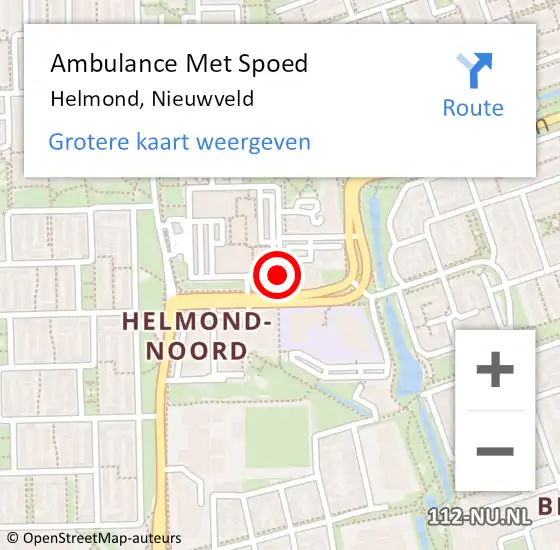 Locatie op kaart van de 112 melding: Ambulance Met Spoed Naar Helmond, Nieuwveld op 3 juli 2018 22:09