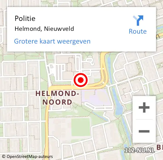 Locatie op kaart van de 112 melding: Politie Helmond, Nieuwveld op 3 juli 2018 22:11