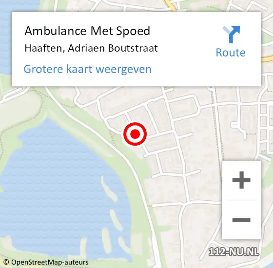 Locatie op kaart van de 112 melding: Ambulance Met Spoed Naar Haaften, Adriaen Boutstraat op 3 juli 2018 22:23