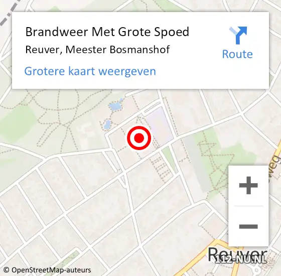 Locatie op kaart van de 112 melding: Brandweer Met Grote Spoed Naar Reuver, Meester Bosmanshof op 3 juli 2018 22:43