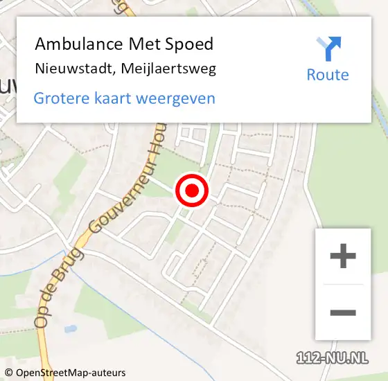 Locatie op kaart van de 112 melding: Ambulance Met Spoed Naar Nieuwstadt, Meijlaertsweg op 3 juli 2018 22:44