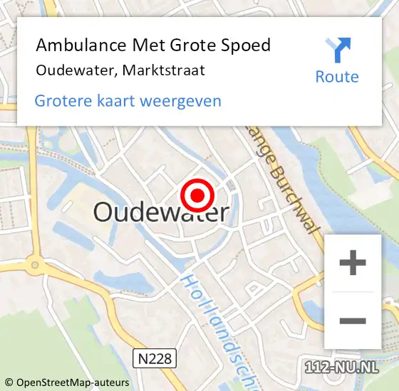 Locatie op kaart van de 112 melding: Ambulance Met Grote Spoed Naar Oudewater, Marktstraat op 3 juli 2018 22:44