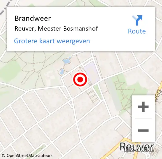 Locatie op kaart van de 112 melding: Brandweer Reuver, Meester Bosmanshof op 3 juli 2018 22:46