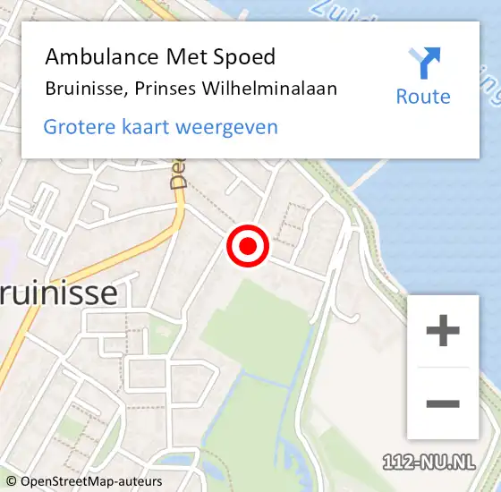 Locatie op kaart van de 112 melding: Ambulance Met Spoed Naar Bruinisse, Prinses Wilhelminalaan op 3 juli 2018 23:23