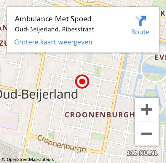 Locatie op kaart van de 112 melding: Ambulance Met Spoed Naar Oud-Beijerland, Ribesstraat op 3 juli 2018 23:29