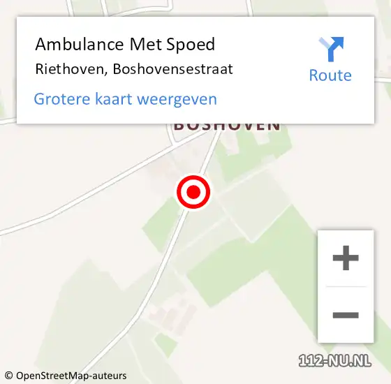 Locatie op kaart van de 112 melding: Ambulance Met Spoed Naar Riethoven, Boshovensestraat op 4 juli 2018 00:02