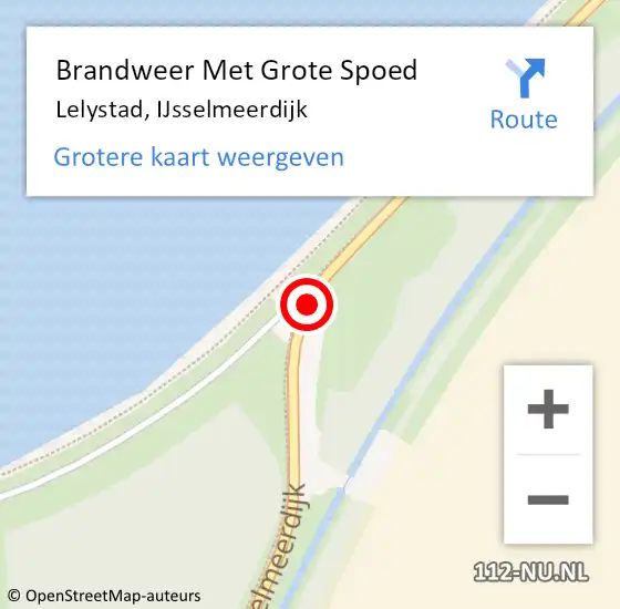 Locatie op kaart van de 112 melding: Brandweer Met Grote Spoed Naar Lelystad, IJsselmeerdijk op 4 juli 2018 03:24