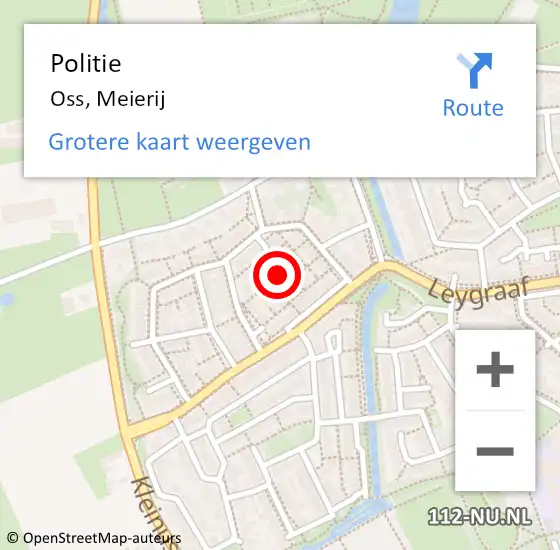 Locatie op kaart van de 112 melding: Politie Oss, Meierij op 4 juli 2018 04:23