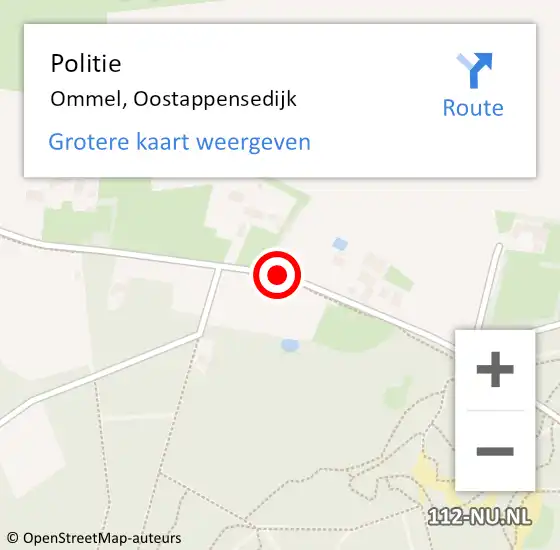 Locatie op kaart van de 112 melding: Politie Ommel, Oostappensedijk op 4 juli 2018 06:53