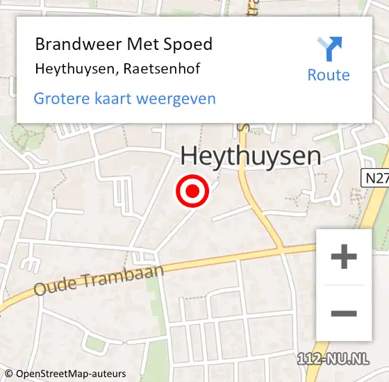 Locatie op kaart van de 112 melding: Brandweer Met Spoed Naar Heythuysen, Raetsenhof op 4 juli 2018 08:26