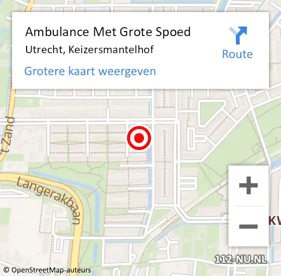 Locatie op kaart van de 112 melding: Ambulance Met Grote Spoed Naar Utrecht, Keizersmantelhof op 4 juli 2018 08:31