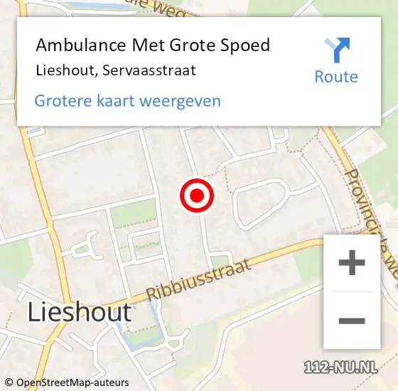 Locatie op kaart van de 112 melding: Ambulance Met Grote Spoed Naar Lieshout, Servaasstraat op 4 juli 2018 08:38