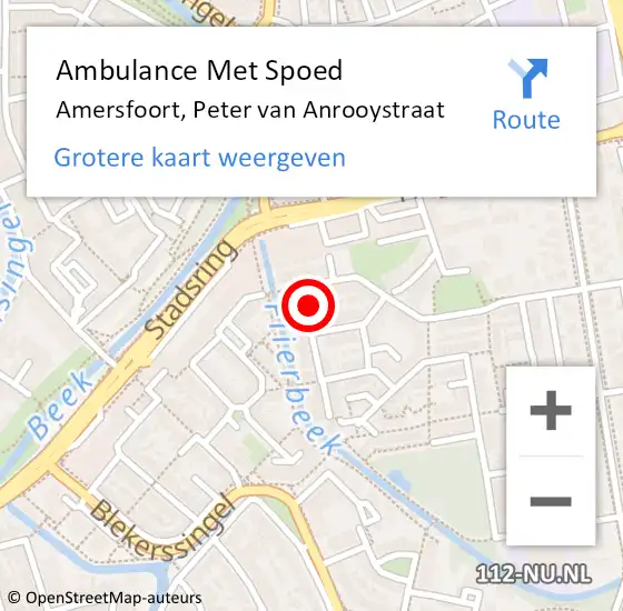 Locatie op kaart van de 112 melding: Ambulance Met Spoed Naar Amersfoort, Peter van Anrooystraat op 1 maart 2014 18:48