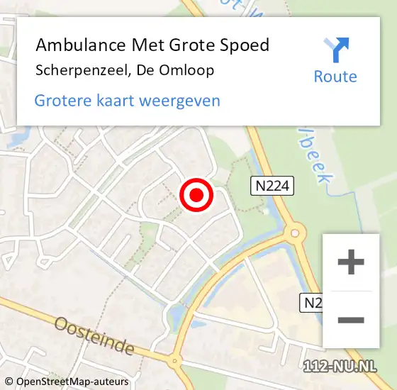 Locatie op kaart van de 112 melding: Ambulance Met Grote Spoed Naar Scherpenzeel, De Omloop op 4 juli 2018 09:00